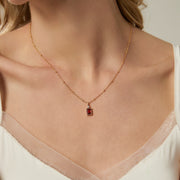 14K Gold Ruby Necklace