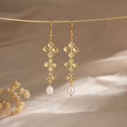 Dainty Floral Pearl Hook Earirngs