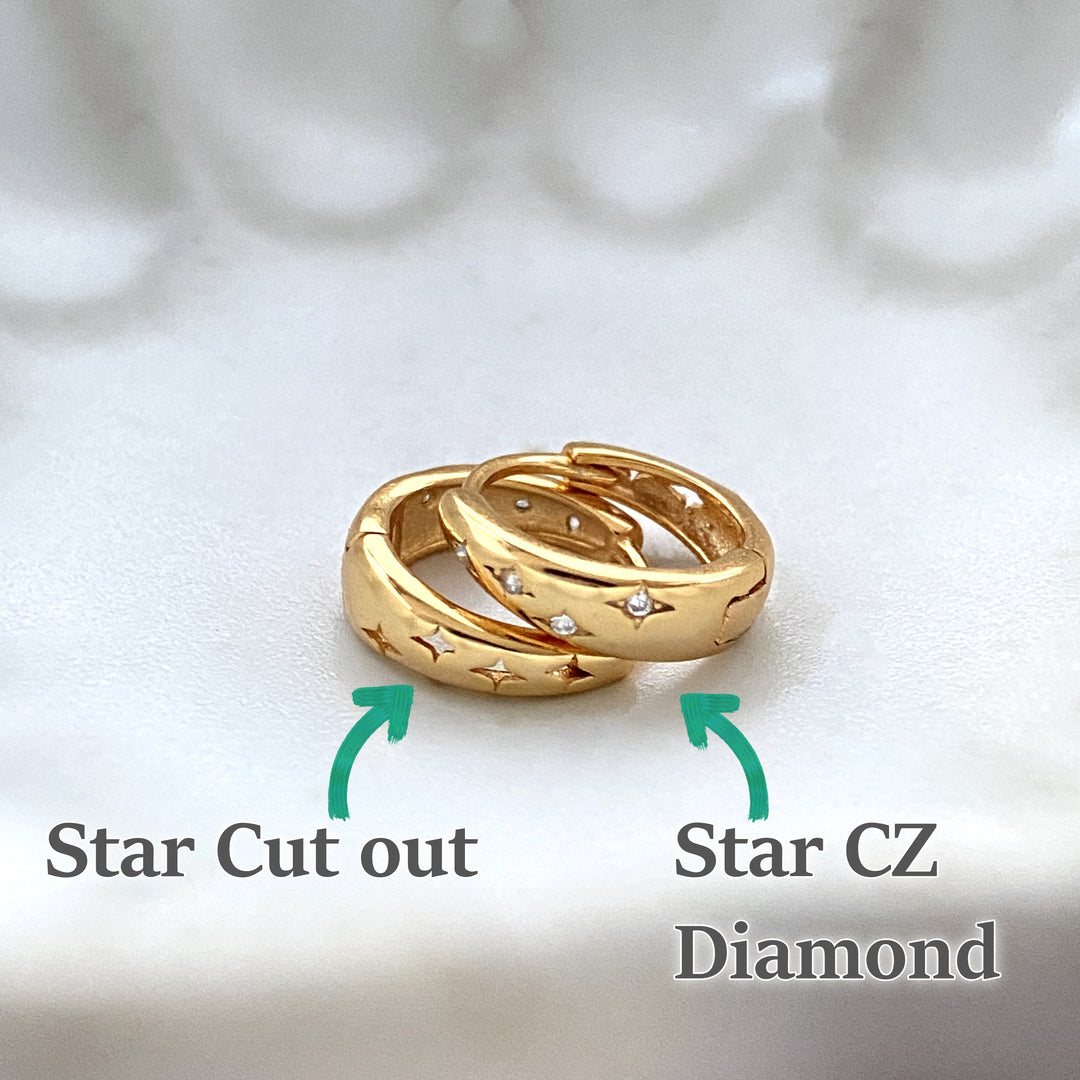 Star Diamond Hoop Earrings