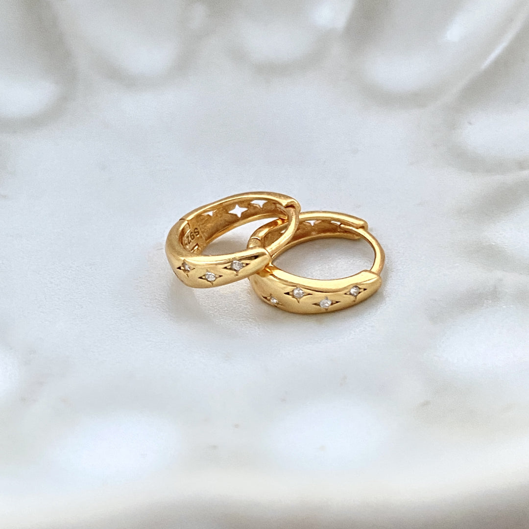 Star Diamond Hoop Earrings