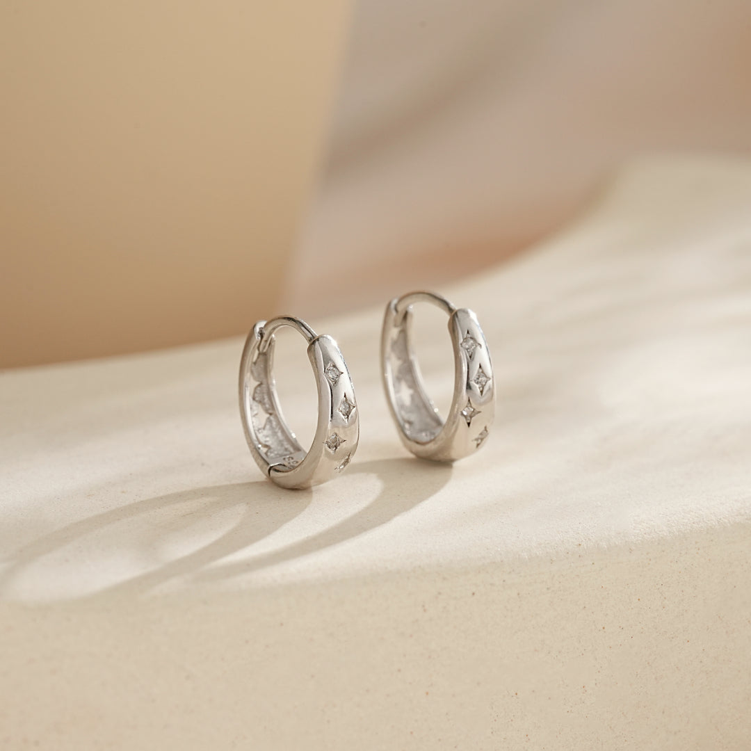 Star Diamond Hoop Earrings