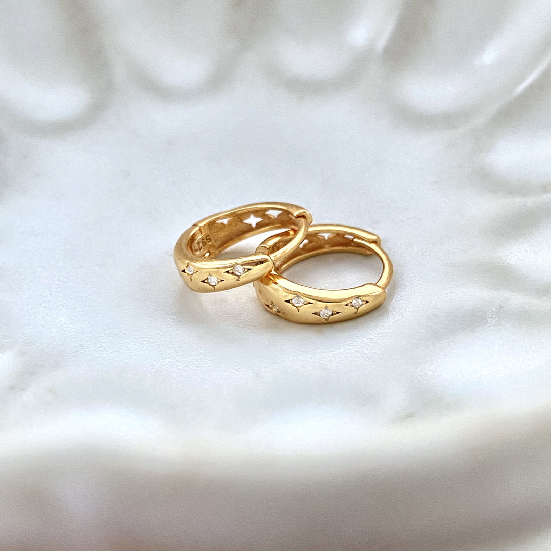 Star Diamond Hoop Earrings