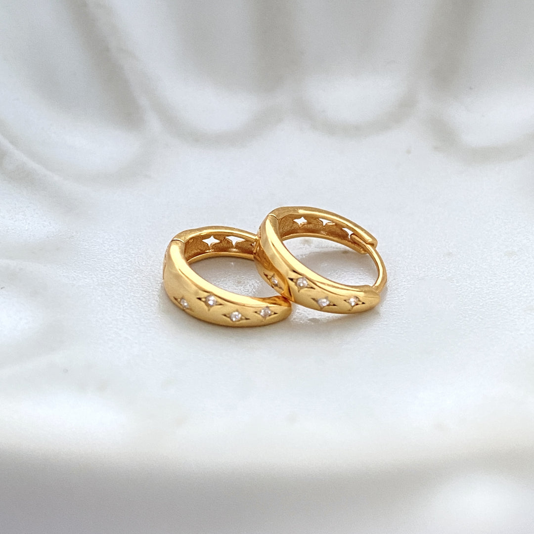 Star Diamond Hoop Earrings