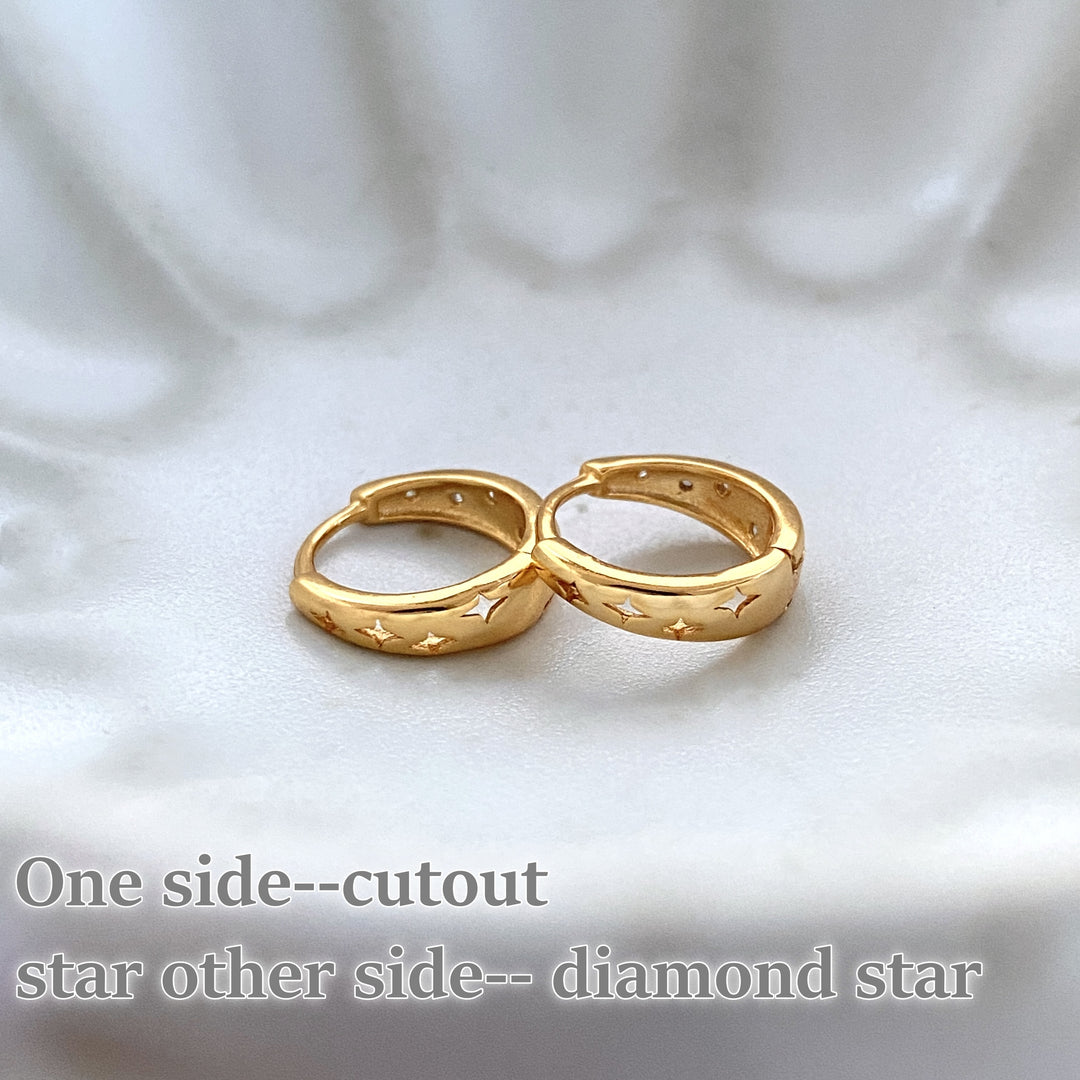 Star Diamond Hoop Earrings