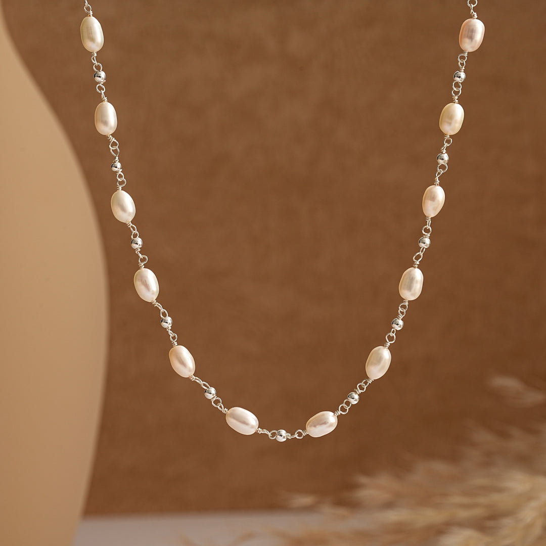 Gold Pearl Beaded Necklace
